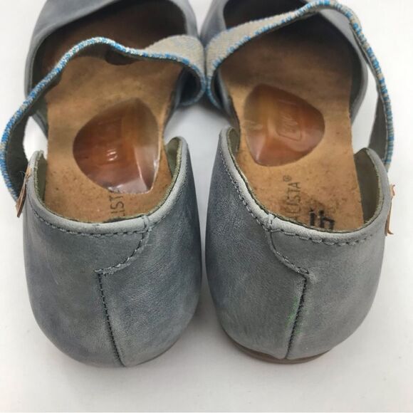 El Naturalista Blue Suede Leather Mary Jane Slip On Pointed Toe Ballet Flat Shoe - Picture 9 of 16